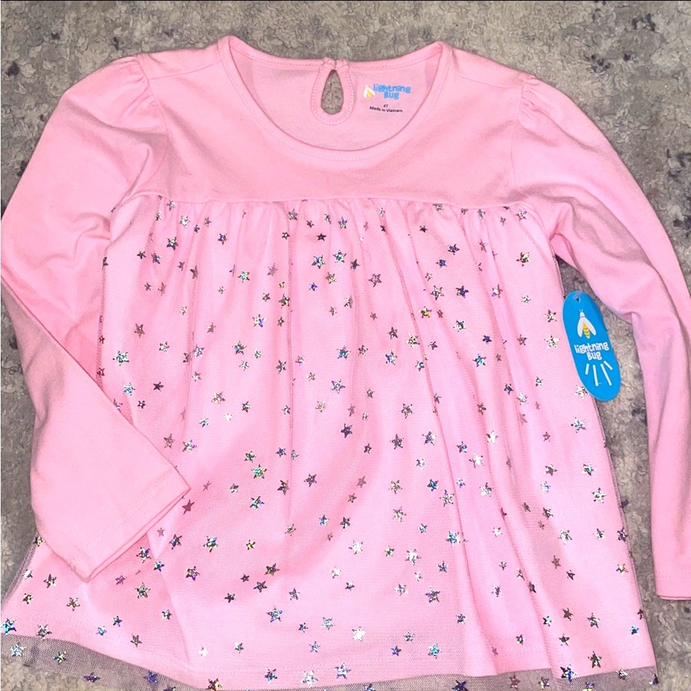 Girls pink lightning bug start tutu shirt size 4t brand new with tags
